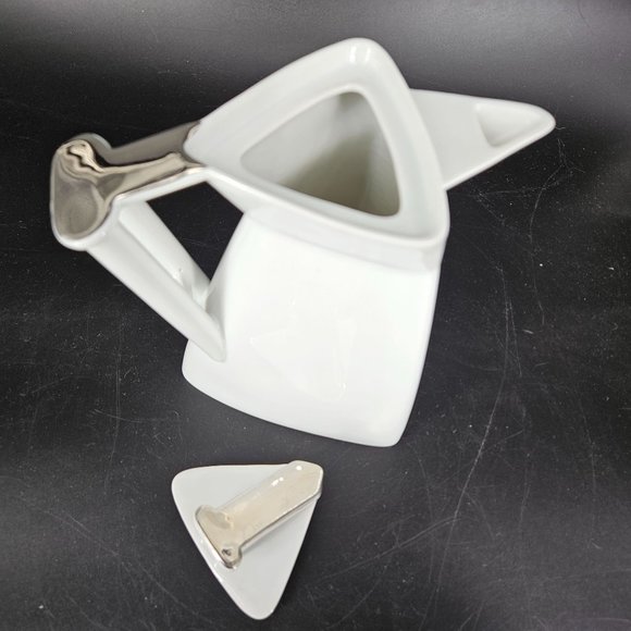 Vintage Atelier JM Lasov Delta Pyramid Czech Tea Coffee Pot Jug Carafe Lid 7.50" - Picture 8 of 15